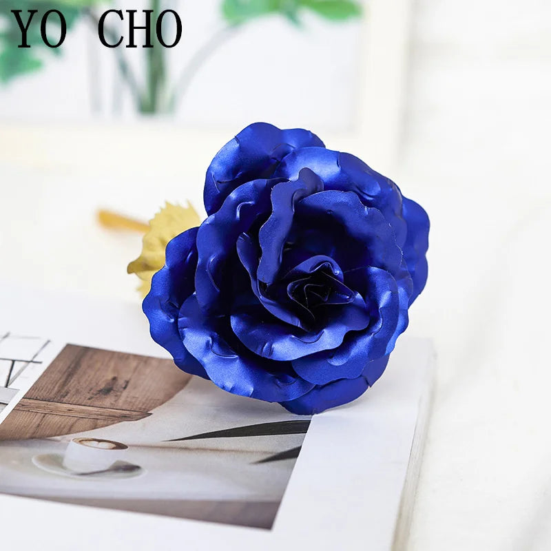 Rose éternelle galaxie colorée fleurs artificielles 24K feuille d'or fleur amour Base boîte évasée pour petite amie cadeau de saint valentin