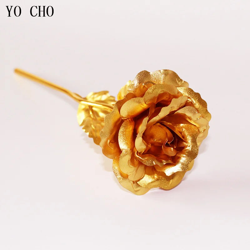 Rose éternelle galaxie colorée fleurs artificielles 24K feuille d'or fleur amour Base boîte évasée pour petite amie cadeau de saint valentin