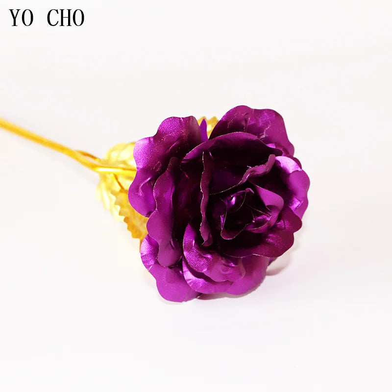 Rose éternelle galaxie colorée fleurs artificielles 24K feuille d'or fleur amour Base boîte évasée pour petite amie cadeau de saint valentin