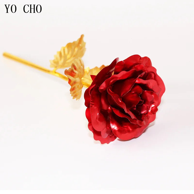 Rose éternelle galaxie colorée fleurs artificielles 24K feuille d'or fleur amour Base boîte évasée pour petite amie cadeau de saint valentin
