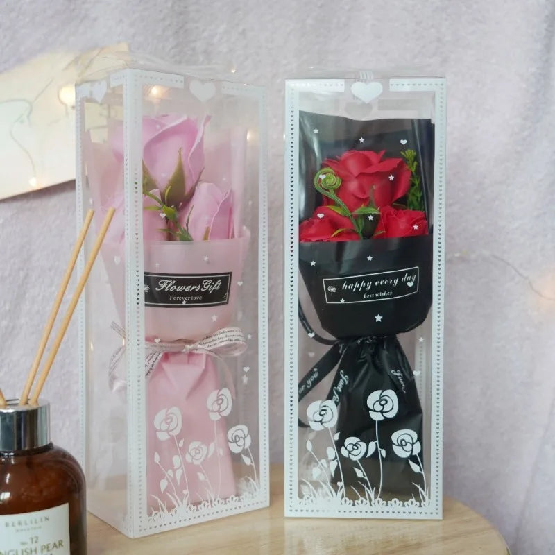 Bouquet romantique, cadeau de saint-valentin pour elle, décor Floral artificiel de qualité supérieure, décoration créative pour la maison dans une boîte élégante