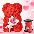 Oursons en rose artificielle de différente couleur pour offrir a saint valentin ou autre fête.