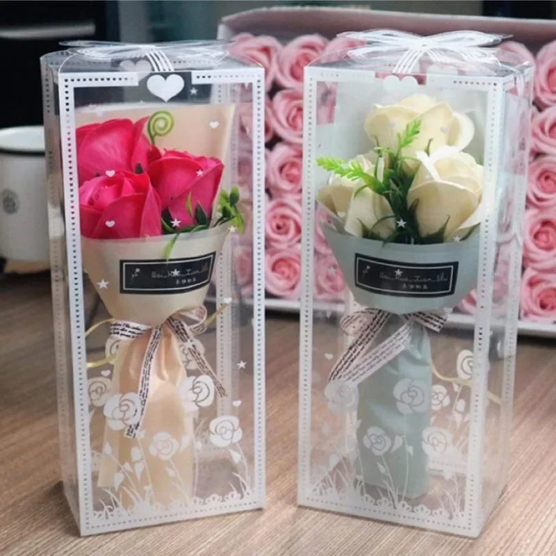 Bouquet romantique, cadeau de saint-valentin pour elle, décor Floral artificiel de qualité supérieure, décoration créative pour la maison dans une boîte élégante