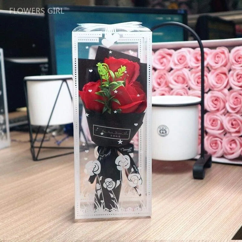 Bouquet romantique, cadeau de saint-valentin pour elle, décor Floral artificiel de qualité supérieure, décoration créative pour la maison dans une boîte élégante