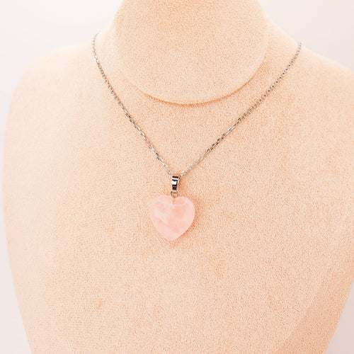 Pendentif | Coeur en Quartz Rose